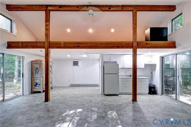 a view of a lobby with a flat screen tv