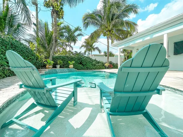 a view of a two chairs in a yard