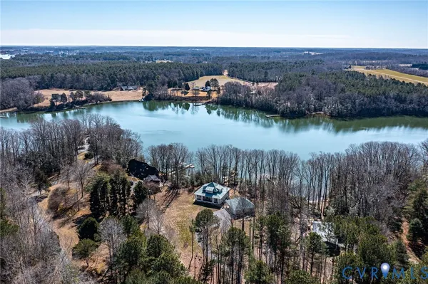 a view of a lake with houses