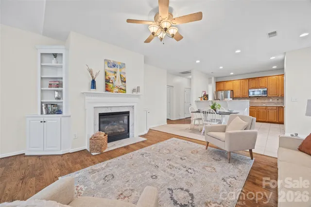 a dining room with furniture and windows