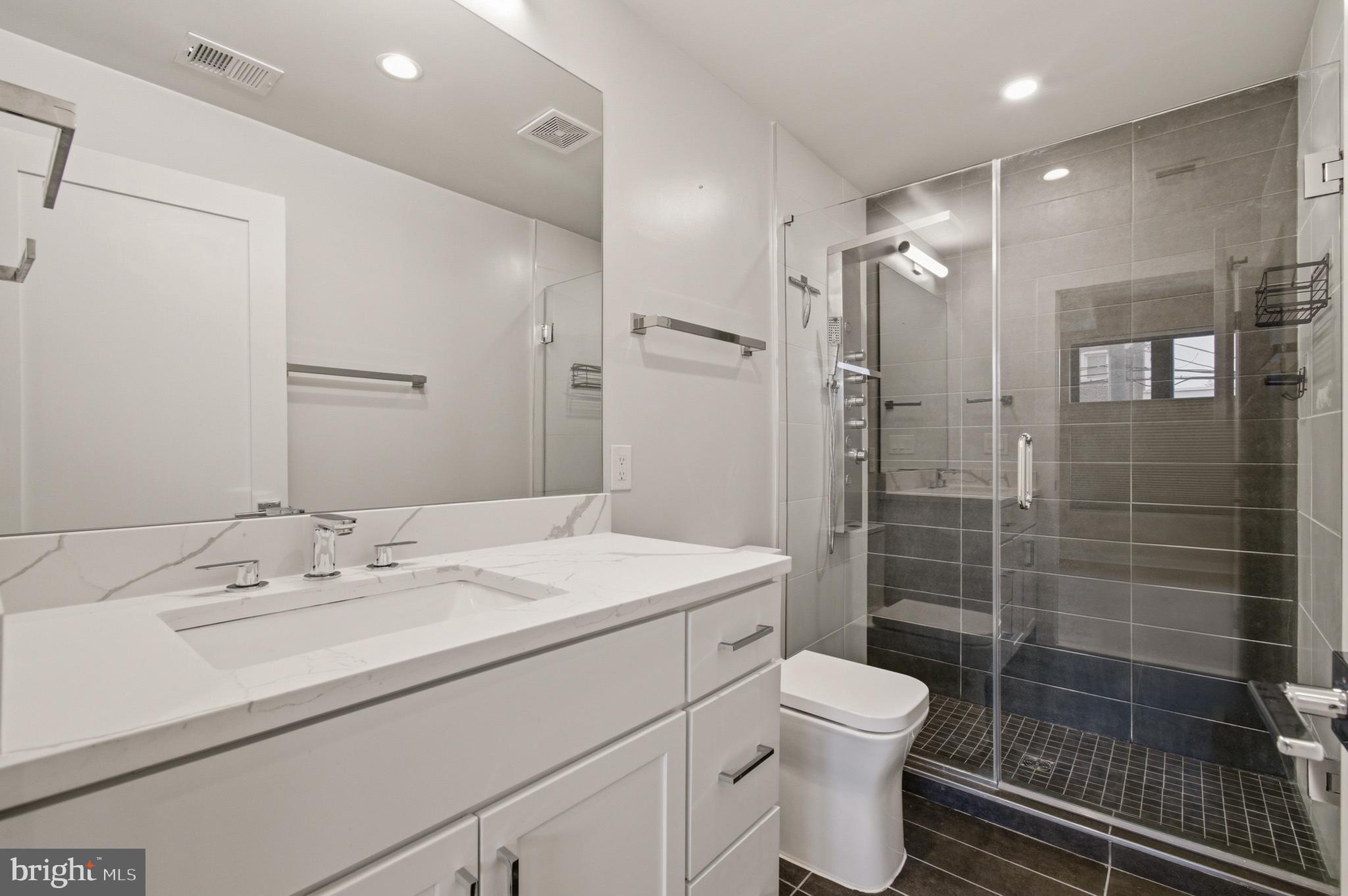 531 Kennedy Street Northwest, Unit 3 Washington, DC 20011 - Photo 18 of 19 a bathroom with a sink toilet and shower