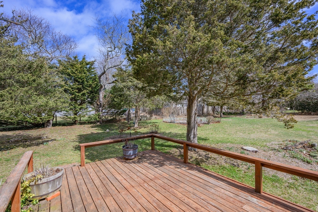 35 Wiley Lane Eastham, MA 02642 - Photo 31 of 38 a view of backyard with wooden floor and trees
