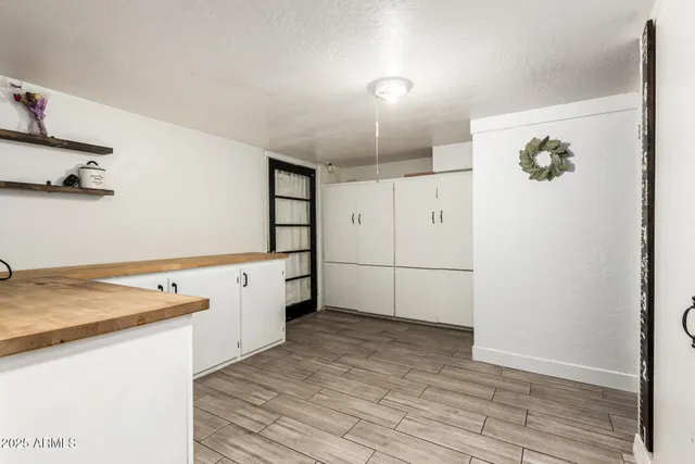 a view of a kitchen with a sink