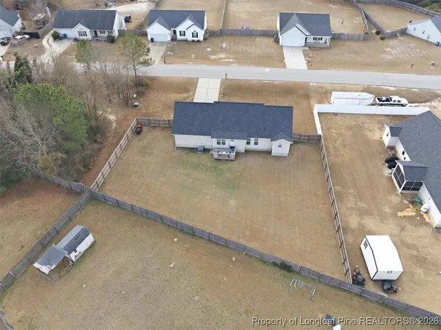 an aerial view of a house