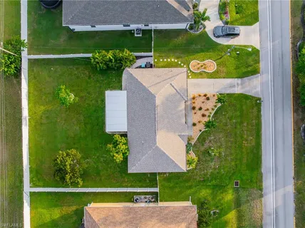 an aerial view of a house