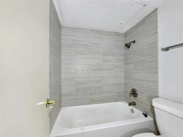 a bathroom with a bathtub