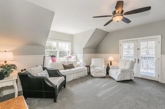 a view of balcony with furniture