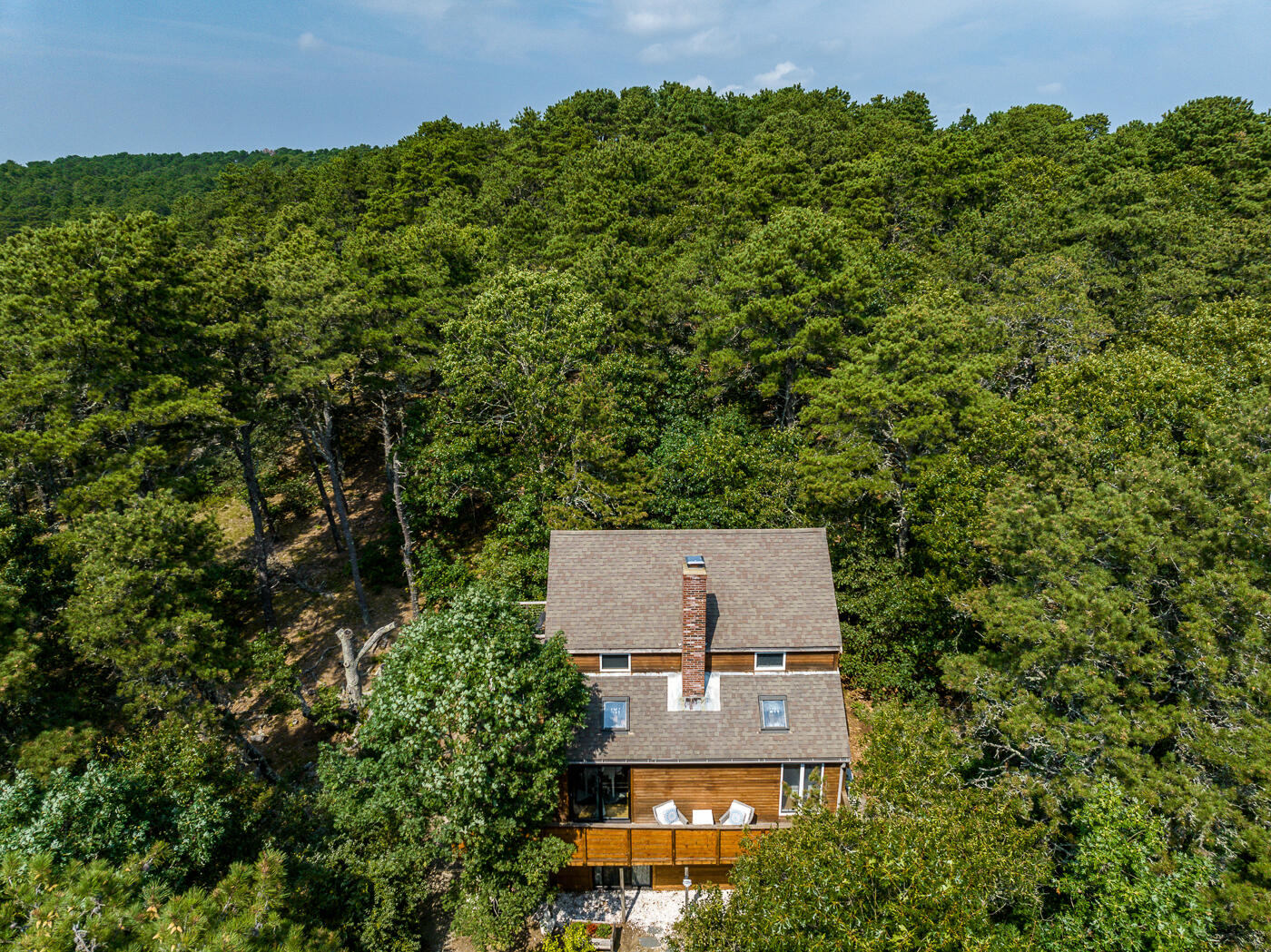 215 Gull Pond Road Wellfleet, MA 02667 - Photo 38 of 47 an aerial view of residential house with outdoor space and trees all around