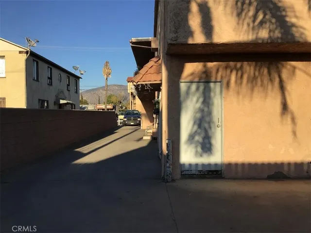 a view of wooden door