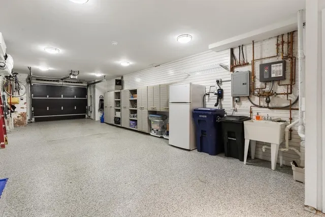 a view of a brick house with a outdoor space