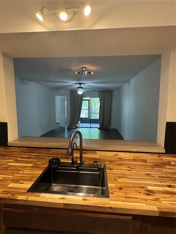 a view of a kitchen counter top space