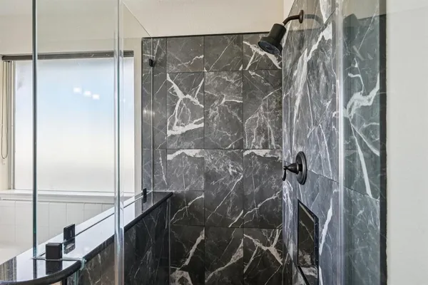 a bathroom with a shower
