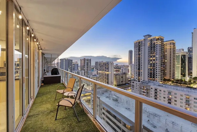 a view of balcony with chairs
