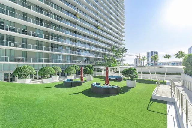 a view of a city with tall buildings