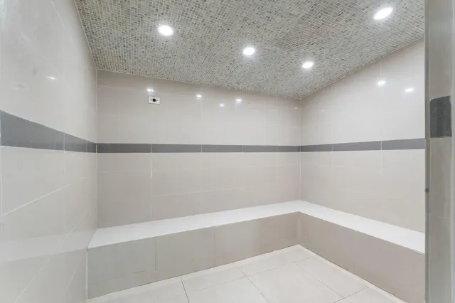 a city view with tall buildings