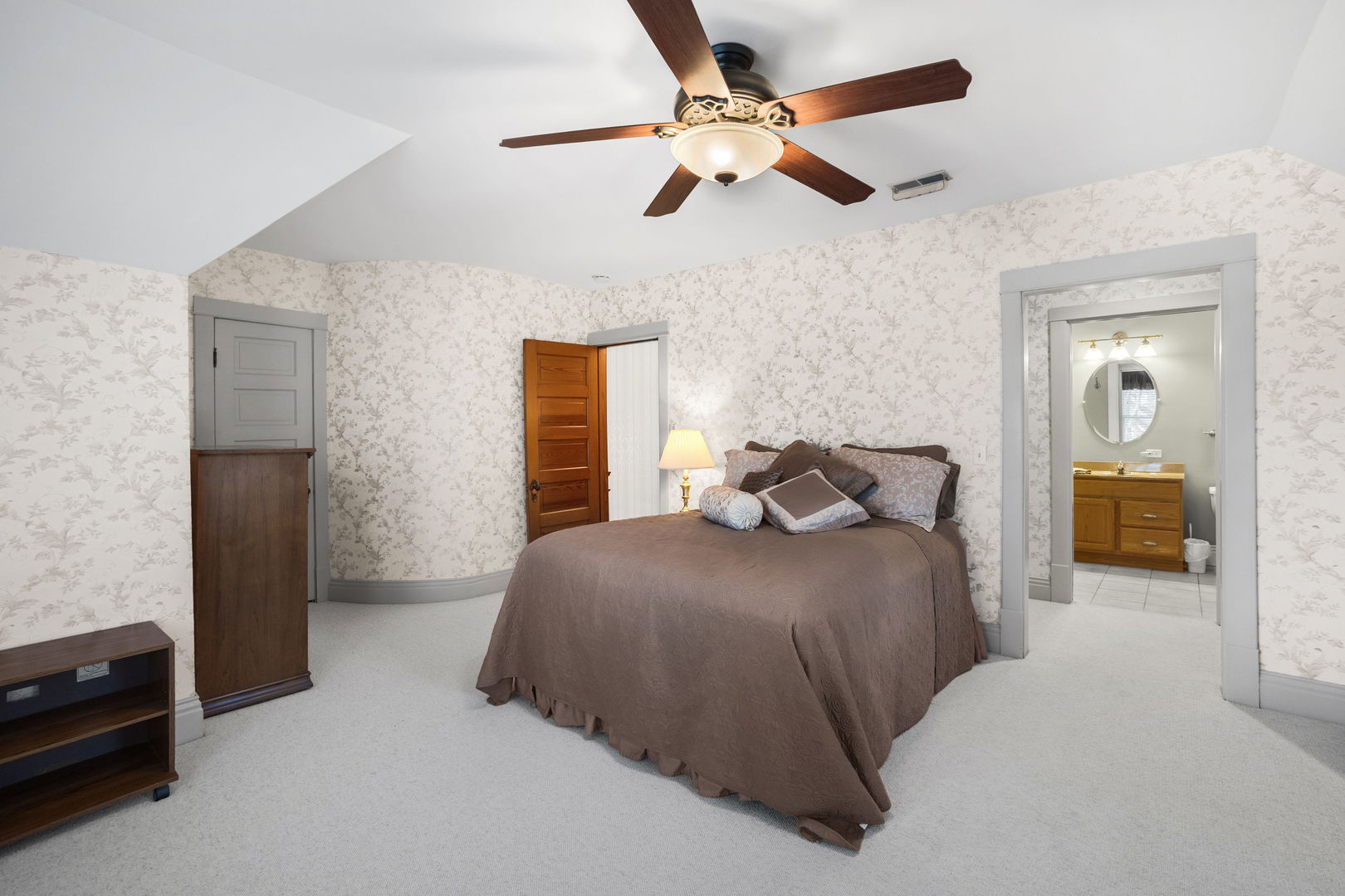 618 Woodward Street Beecher, IL 60401 - Photo 14 of 23 a bedroom with a bed and a ceiling fan