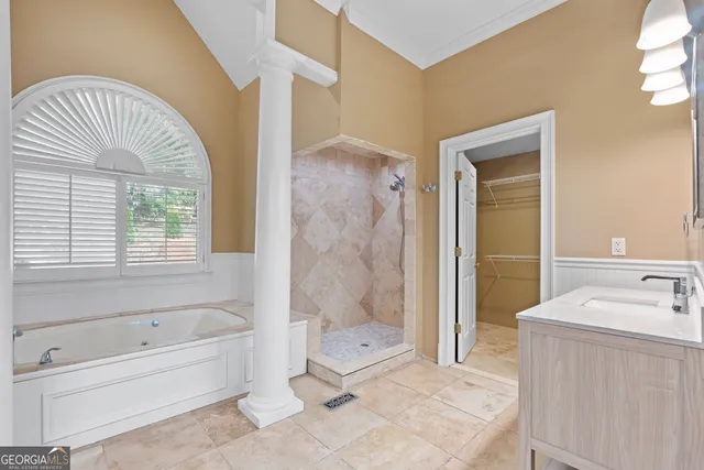 a view of a room with racks on the wall