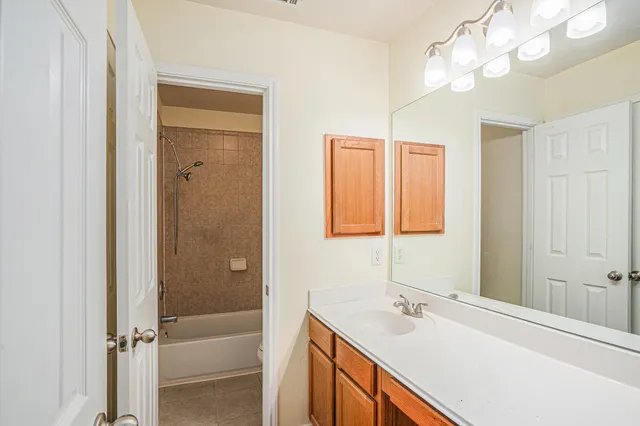 a bathroom with a sink a vanity and a mirror