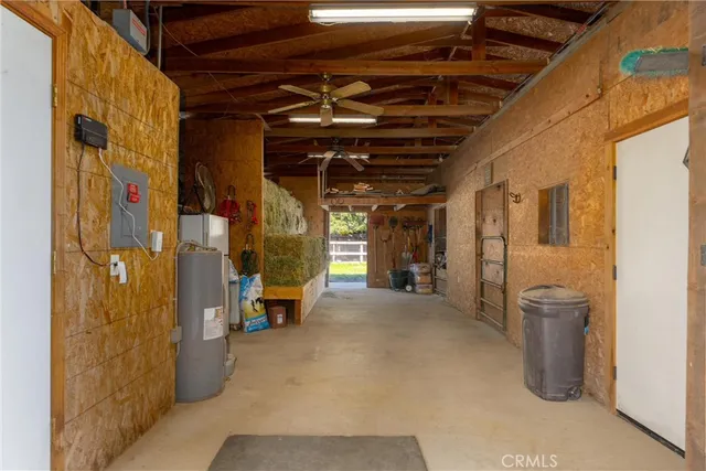 a view of a park with large trees