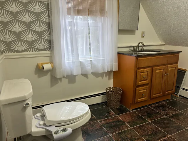a bathroom with a toilet and a sink