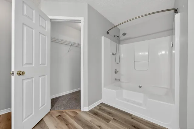 a view of a room with racks on the wall