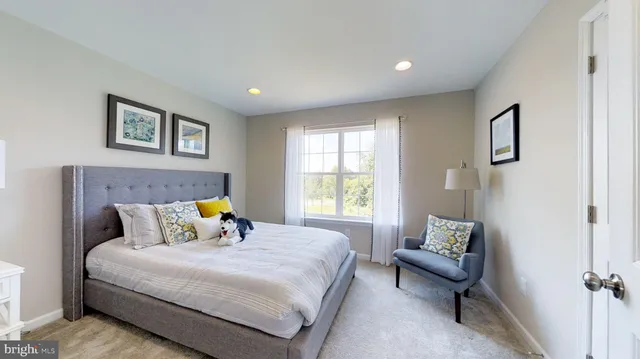 a bedroom with bed and a couch