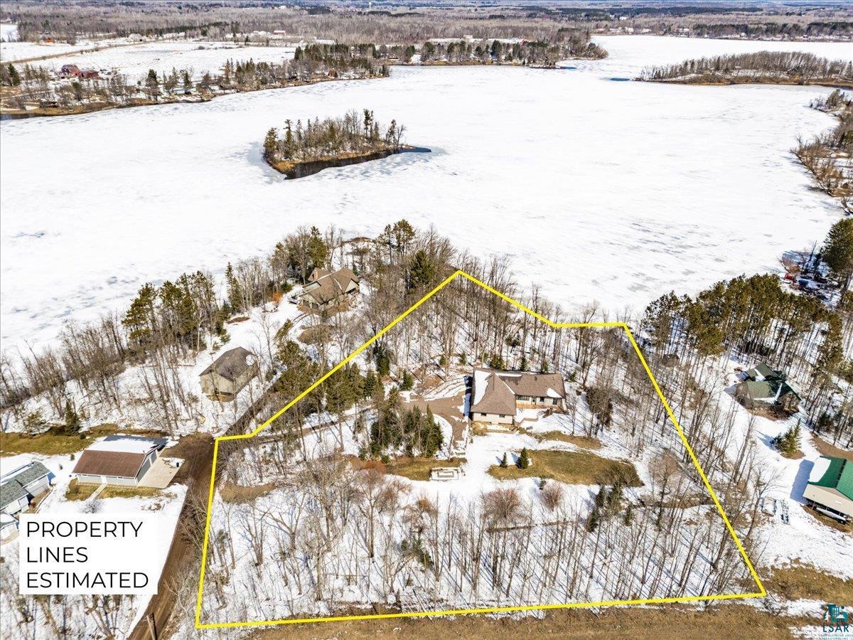 92598 Spells Road Sturgeon Lake, MN 55783 - Photo 3 of 60 Snowy aerial view with property parcel outlined