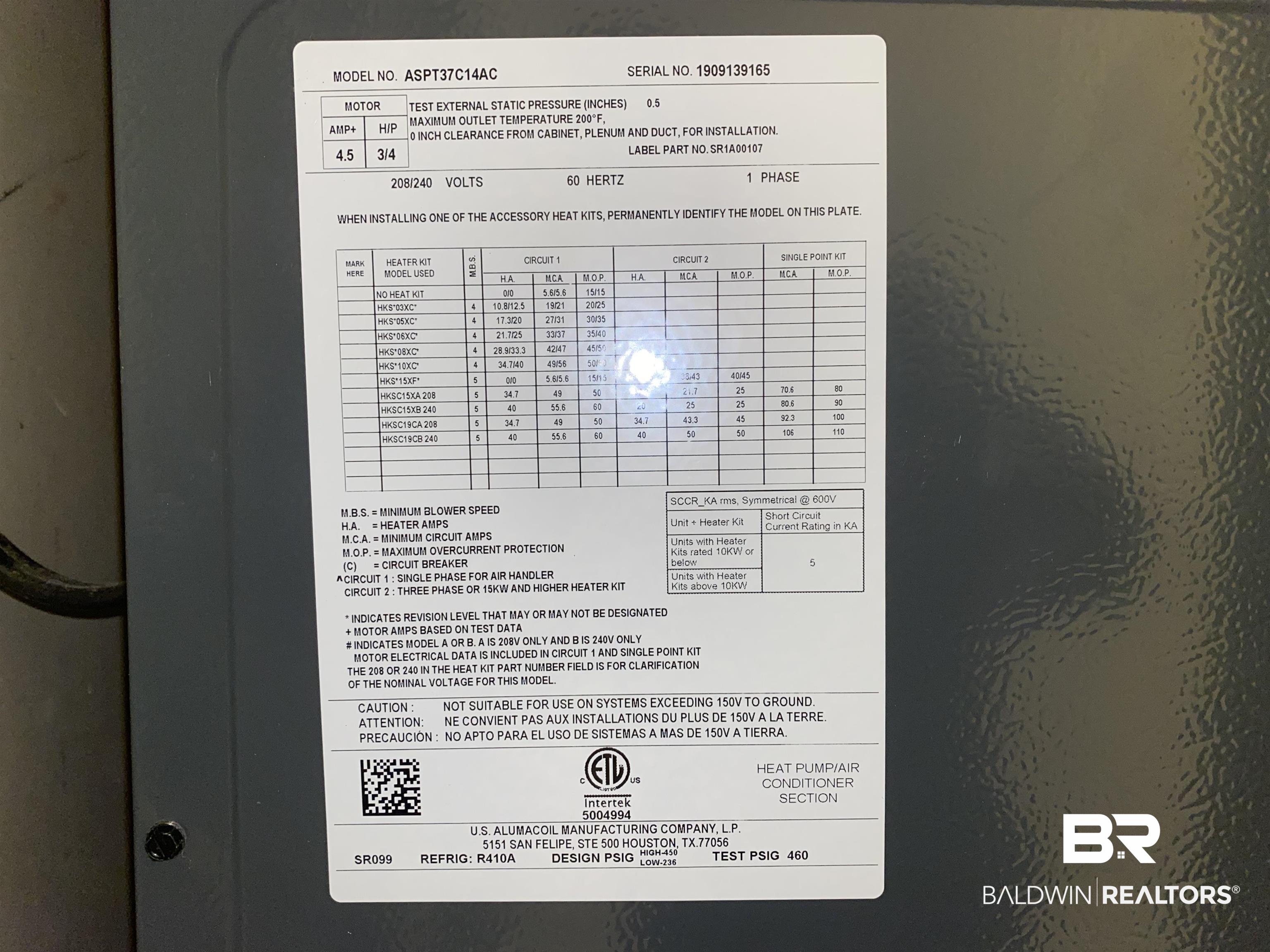 7742 Avery Lane Daphne, AL 36526 - Photo 14 of 41 Inside Air Handler Nomenclature Plate