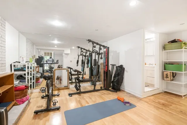 a view of a room with gym equipment