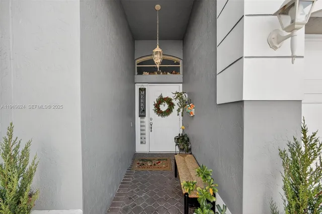 a front view of a house with dining area