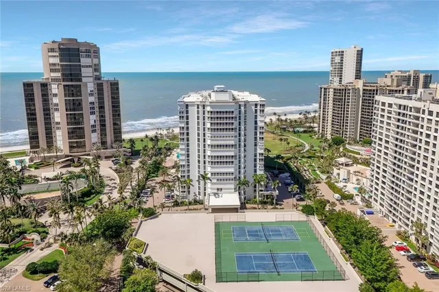 a view of a city with tall buildings