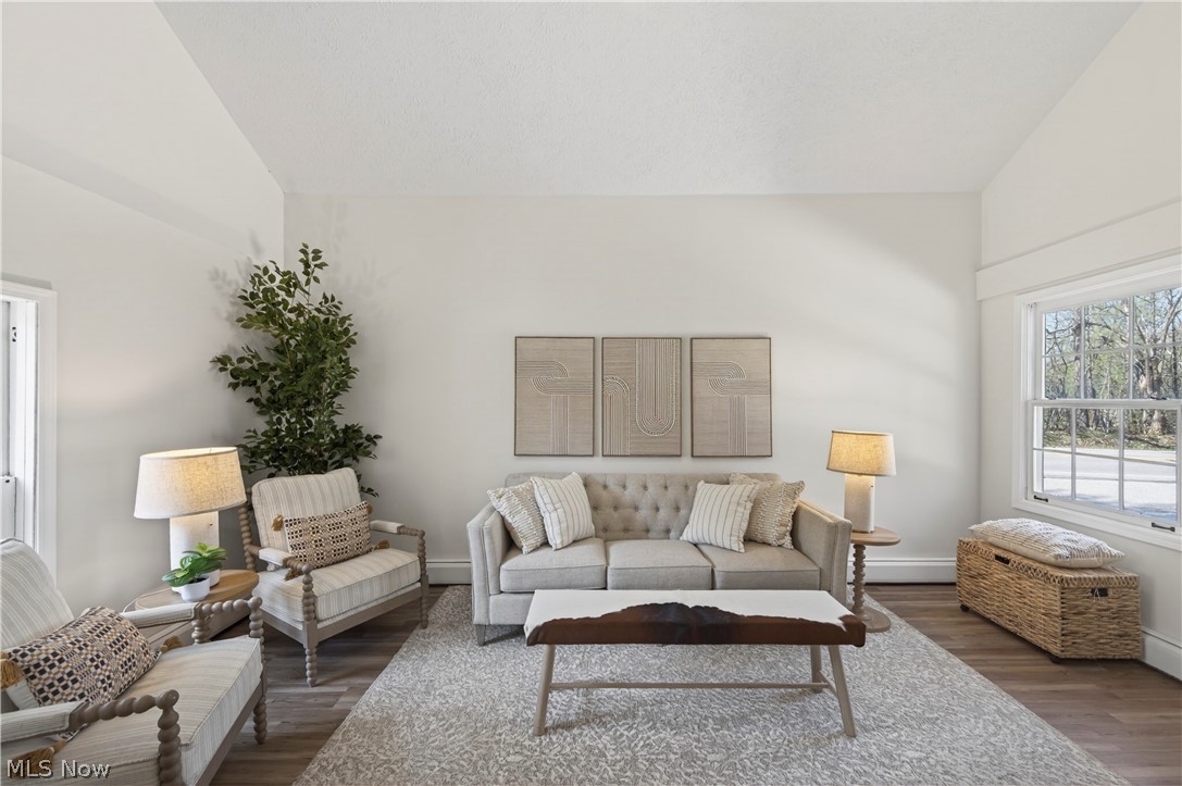 14939 Caves Road Novelty, OH 44072 - Photo 20 of 42 Living room featuring lofted ceiling and dark wood-style flooring