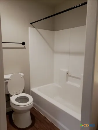 a bathroom with a toilet and a bathtub