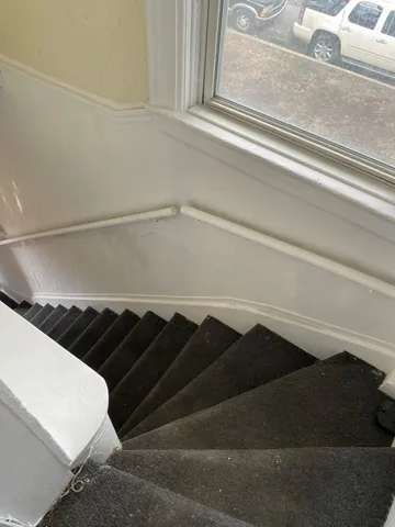 a view of staircase in kitchen