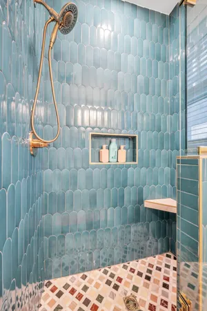 a bathroom with a shower