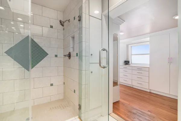 a bathroom with a shower
