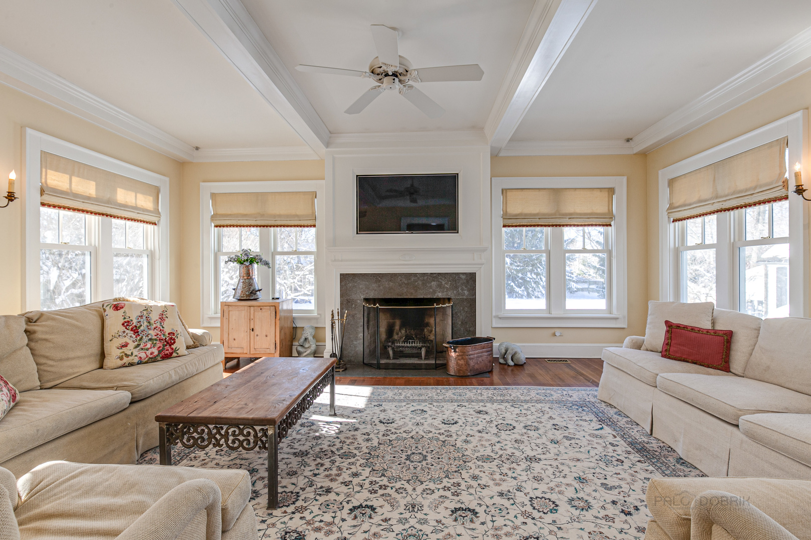 224 Maple Court Lake Forest, IL 60045 - Photo 19 of 51 a living room with furniture a flat screen tv and a fireplace