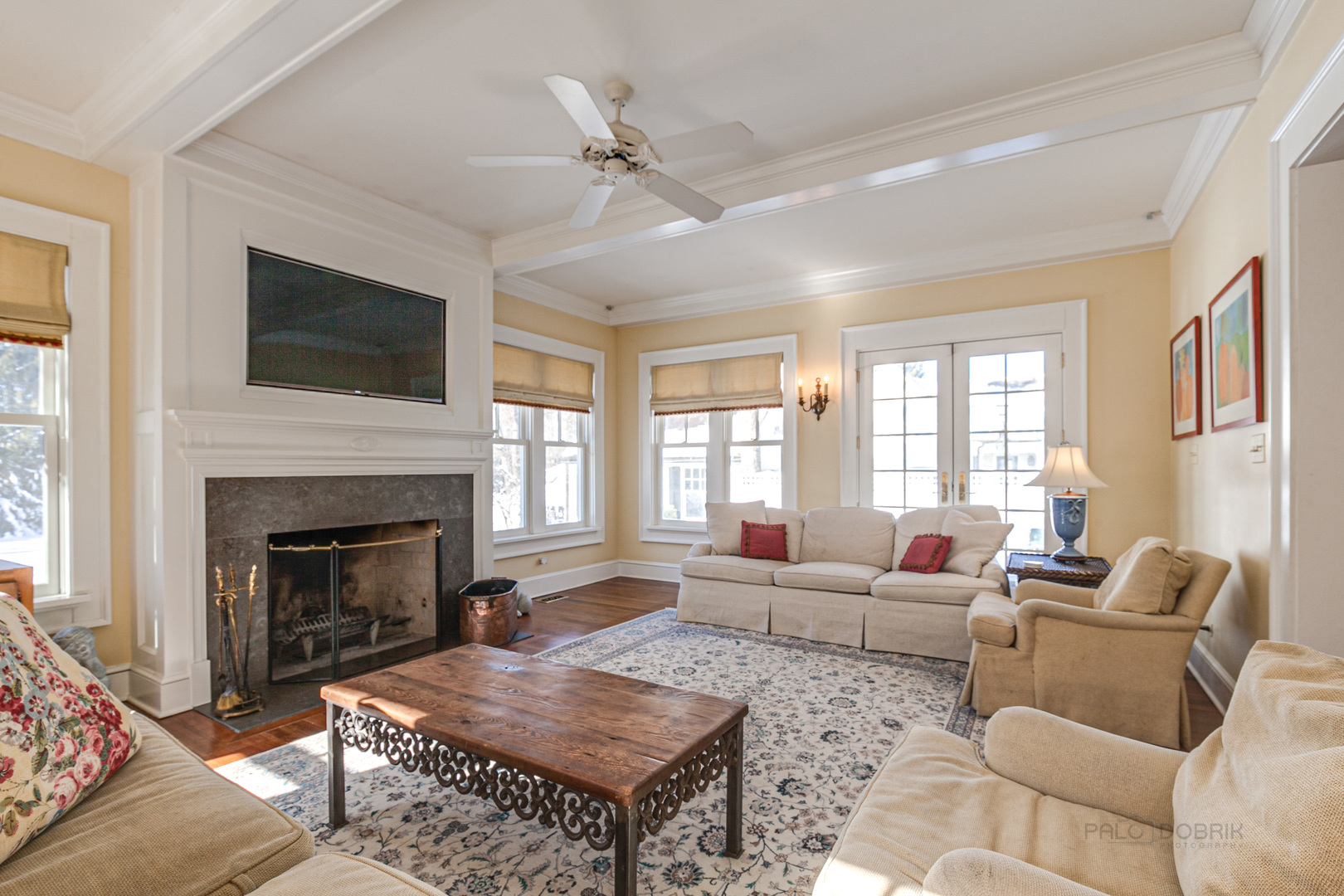 224 Maple Court Lake Forest, IL 60045 - Photo 20 of 51 a living room with furniture a flat screen tv and a fireplace