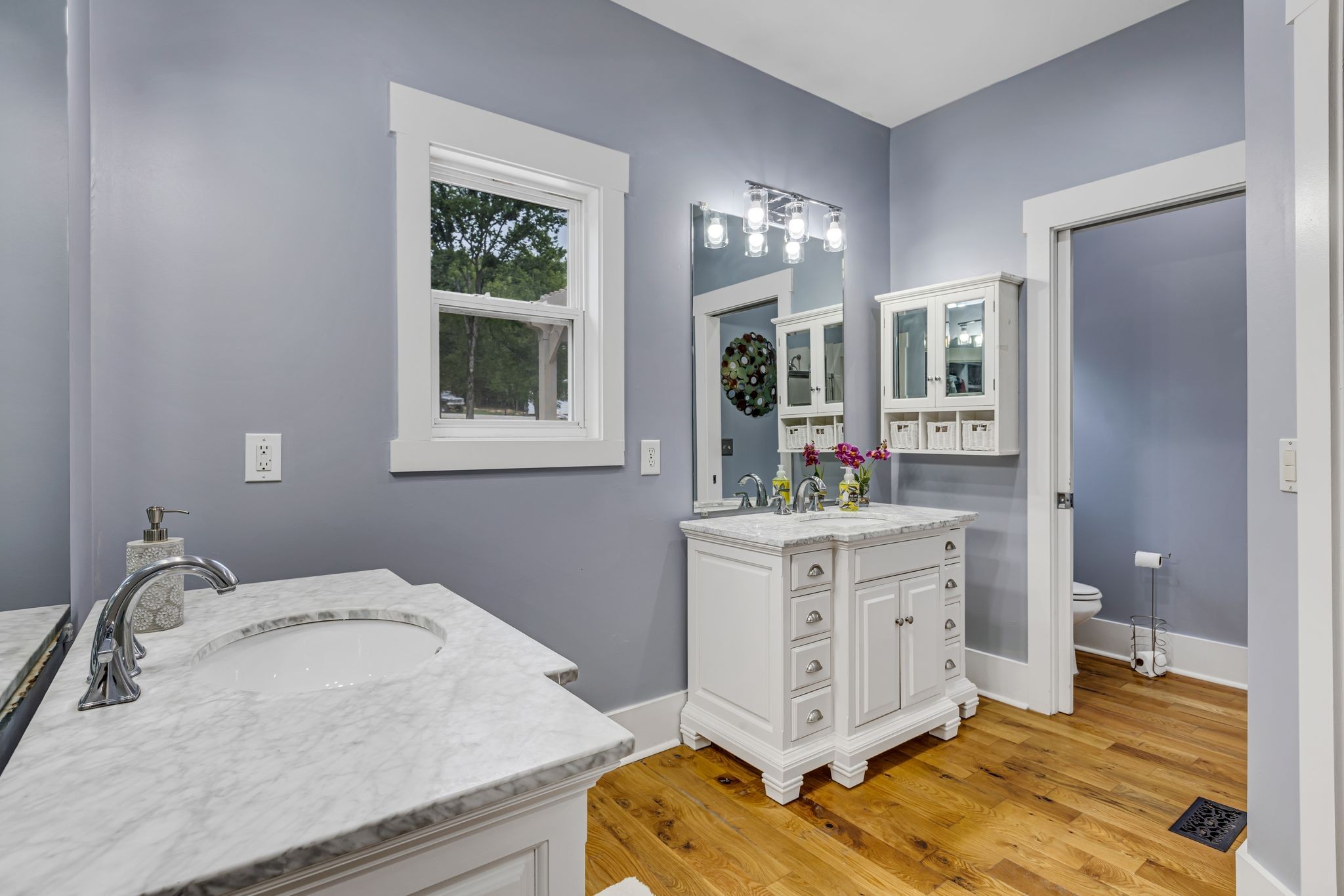 6770 Bly-Trice Road College Grove, TN 37046 - Photo 15 of 58 a en suite bathroom with a granite countertop sink and a mirror