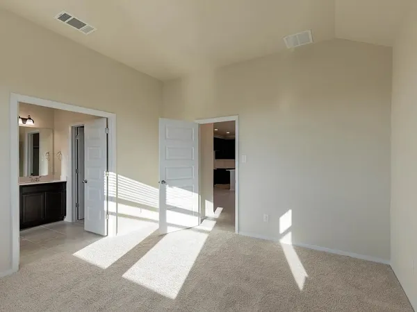 an empty room with windows