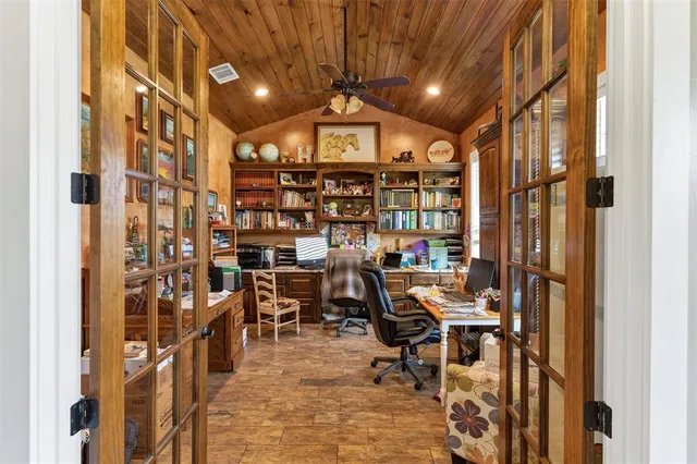a view of a chairs in a room