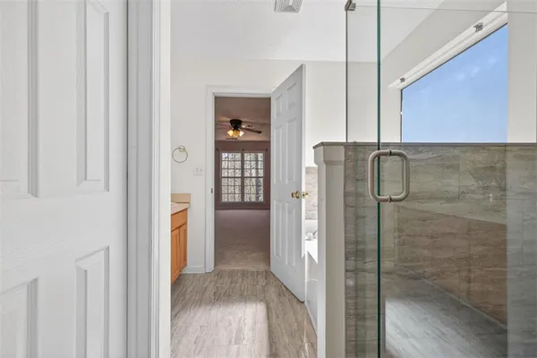 a bathroom with a shower