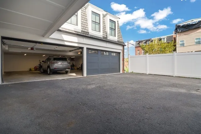 a car parked in a garage