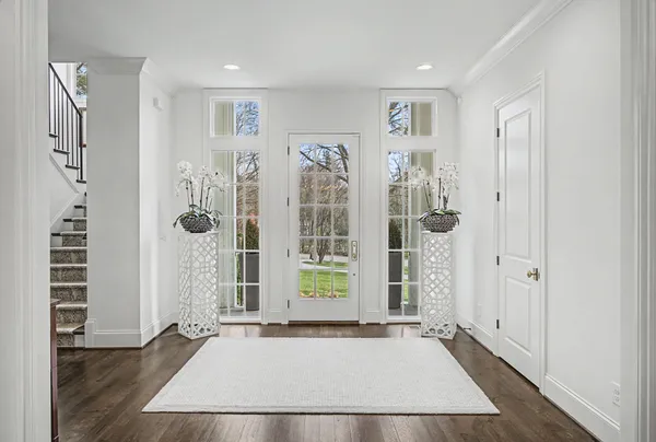 a view of livingroom with hardwood floor and hallway