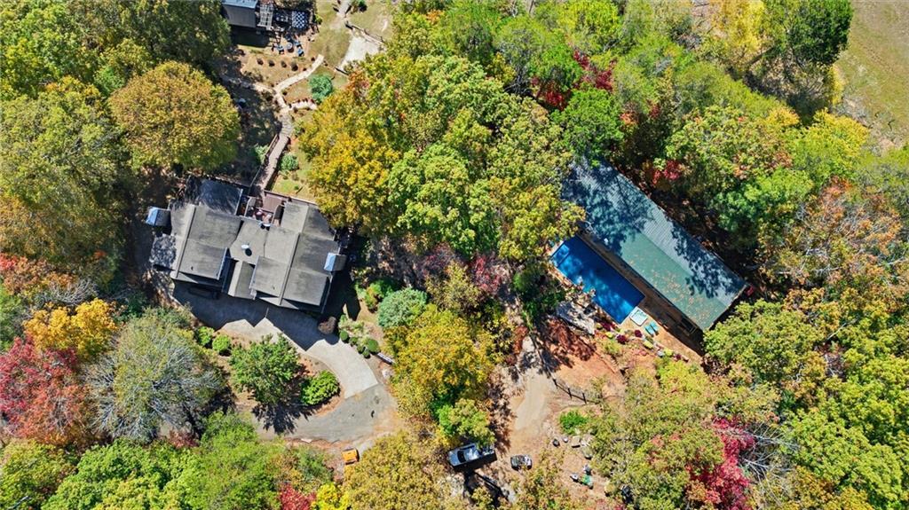 2003 Bend Of The River Road Hiawassee, GA 30546 - Photo 20 of 80 an aerial view of a house with a yard and garden