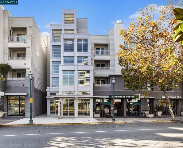 a view of a building and a street