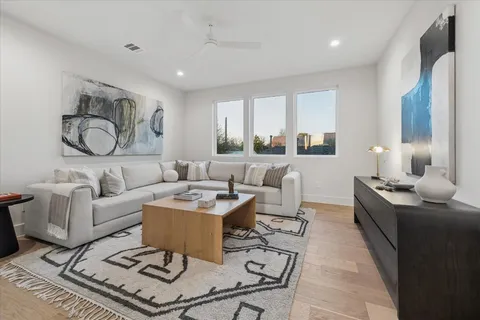 a outdoor living space with furniture and garden view