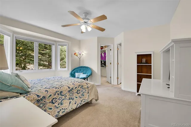 a bedroom with a large bed and a large window