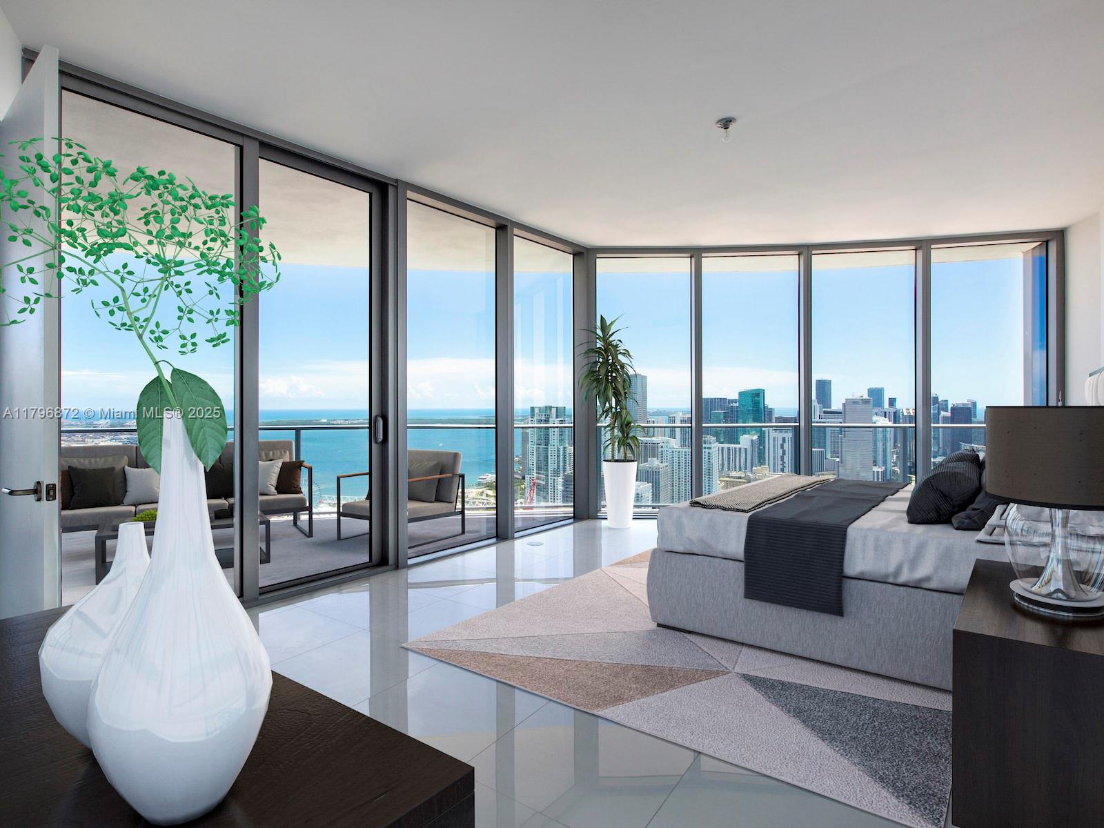 851 Northeast 1st Avenue, Unit PH5011 Miami, FL 33132 - Photo 4 of 35 a living room with furniture and a floor to ceiling window