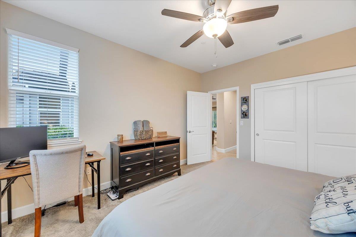 133 Palisades Place Copperopolis, CA 95228 - Photo 64 of 89 a bedroom with a bed and a chandelier